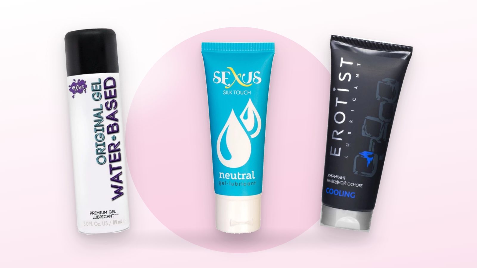 Лубриканты на водной основе Wet Original, Sexus Silk Touch и Erotist Cooling