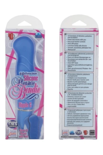 Голубой гнущийся вибратор Silicone Pleasure Bendie Ripple G's - 17,3 см.