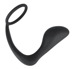 Чёрное эрекционное кольцо с анальной пробкой Black Velvets Ring & Plug