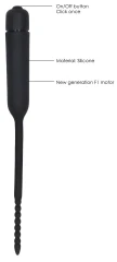 Чёрный стимулятор уретры с вибрацией Silicone Vibrating Bullet Plug With Beaded Tip